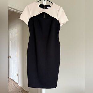 Calvin Klein Black and Cream Midi Dress